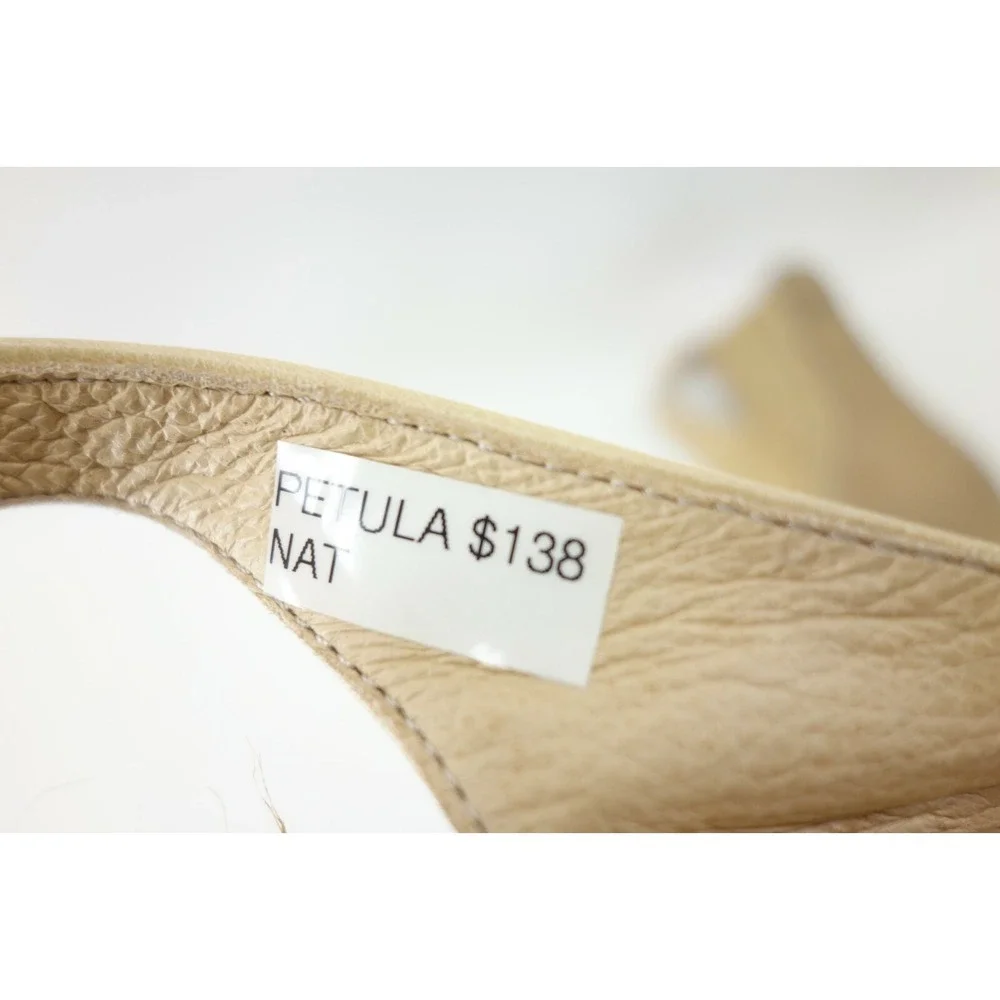 Eric Michael Women's 36 Natural Floral Petula Leather Espadrille Wedge Slingback